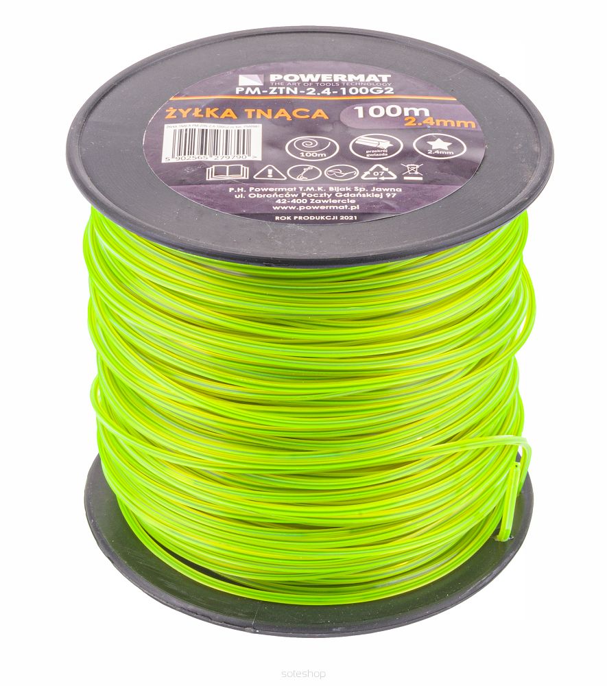 Levně POWERMAT Žací struna do křovinořezu s jádrem 2,4mm 100m PM-ZTN-2.4-100G2