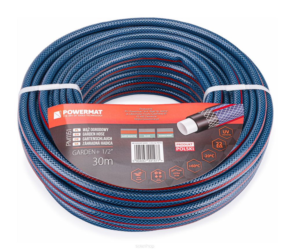 Levně POWERMAT Zahradní hadice 1/2" 30m 4 vrstvy GARDEN+ PM1151