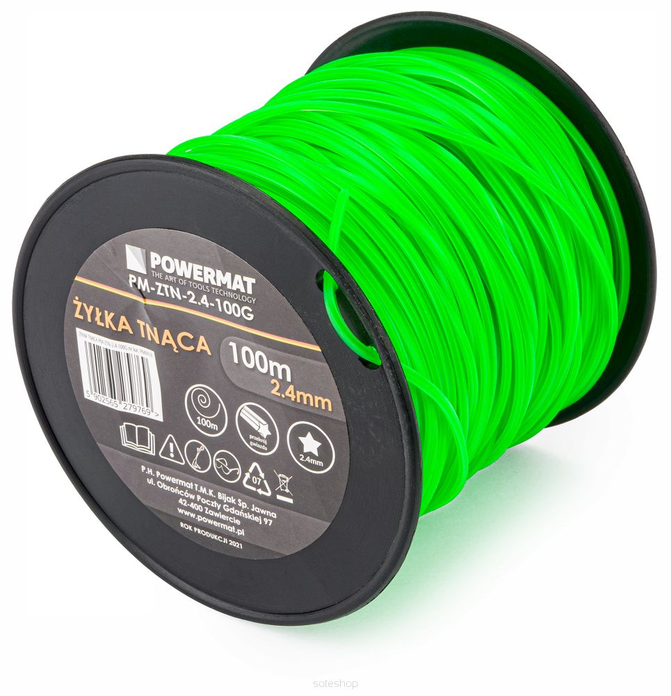 Levně POWERMAT Žací struna do křovinořezu 2,4mm 100m 5-hranná PM-ZTN-2.4-100G