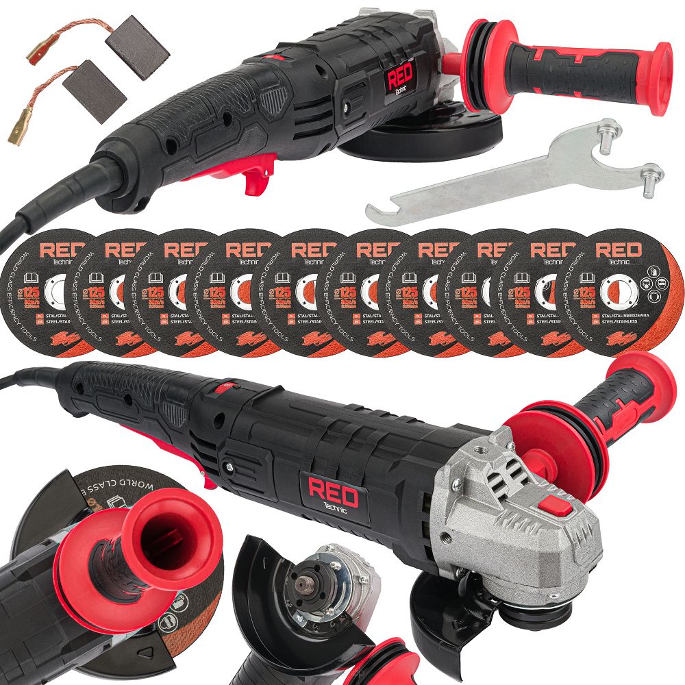 Levně POWERMAT Úhlová bruska 1,5kW 125mm RTSZK0069 + 10 kotoučů