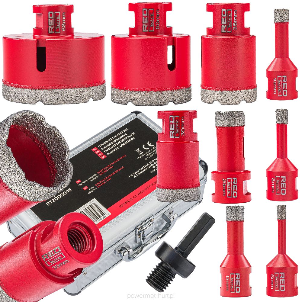 Levně POWERMAT RTZOD0046 9ks Diamantové vrtací korunky 6-68mm