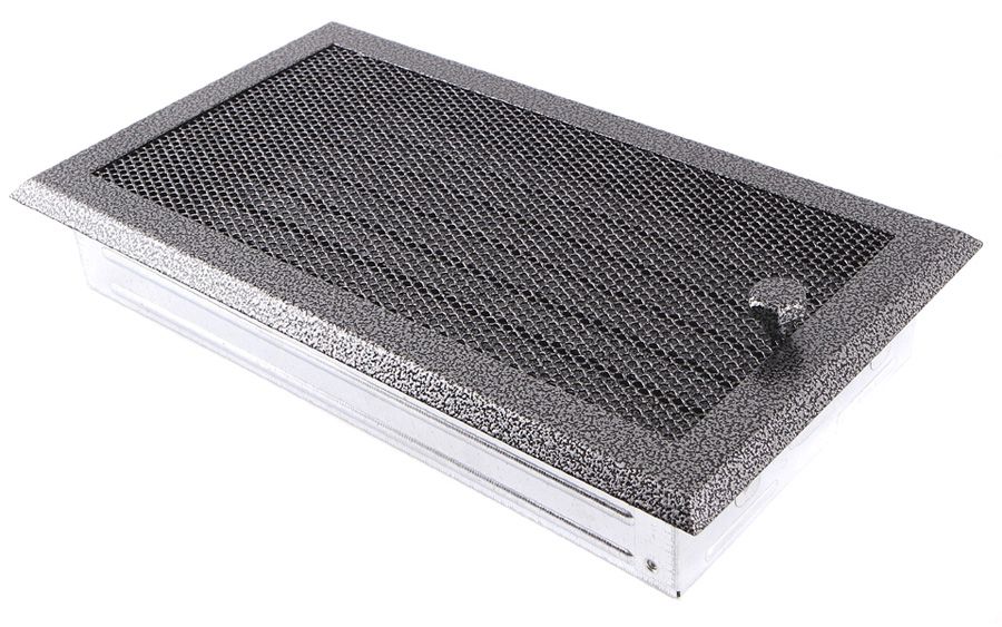 Levně Krbová mřížka 16x32 cm, PREMIUM staré stříbro s žaluzií