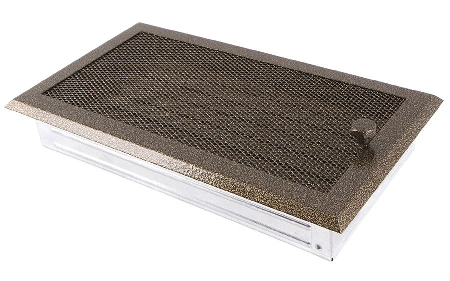 Levně Krbová mřížka 16x32 cm, PREMIUM staré zlato s žaluzií