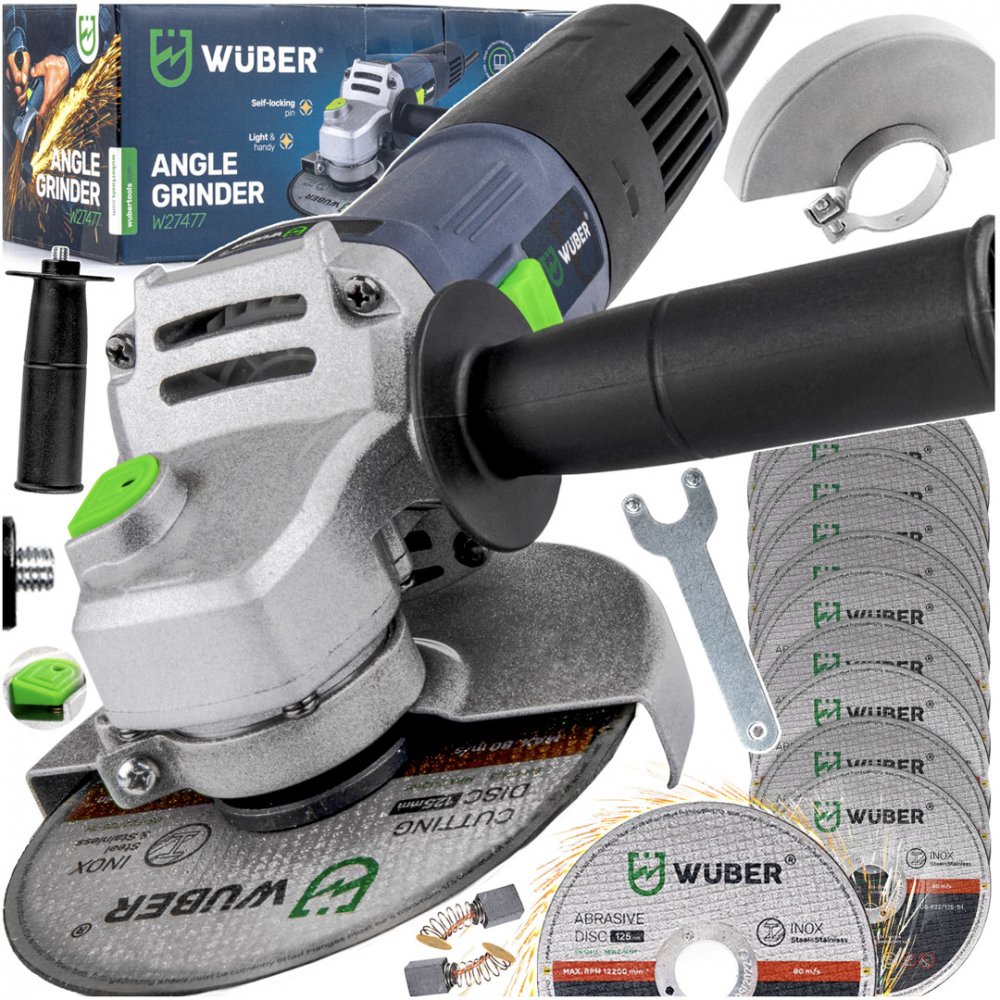 Levně WUBER Úhlová bruska 1,6 kW 125mm + 10 kotoučů W27477