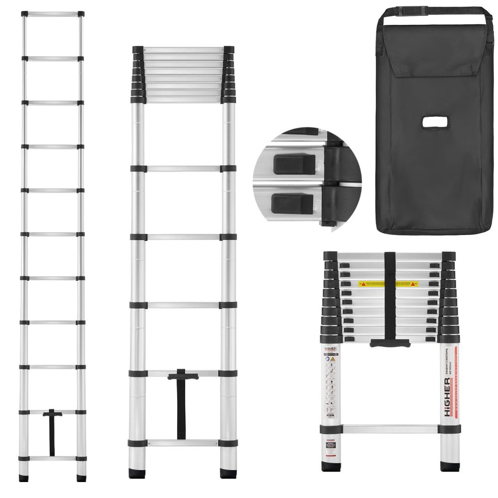 Levně Higher teleskopický žebřík 260cm + taška ML-1026P