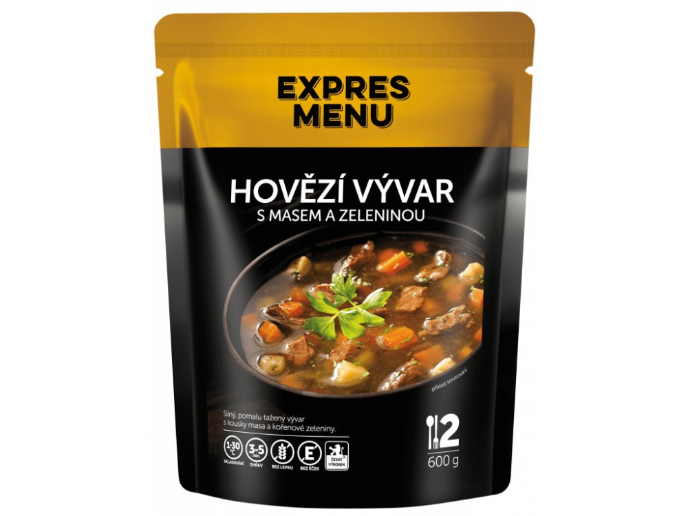 Expres Menu hovězí vývar s masem a zeleninou 2 porce 600g