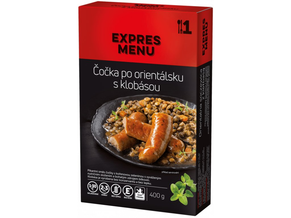 Expres Menu čočka po orientálsku s klobásou 1 porce 400g